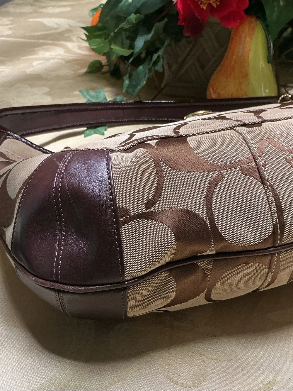 Coach Y2K Signature Canvas Shoulder Bag in Brown and Tan